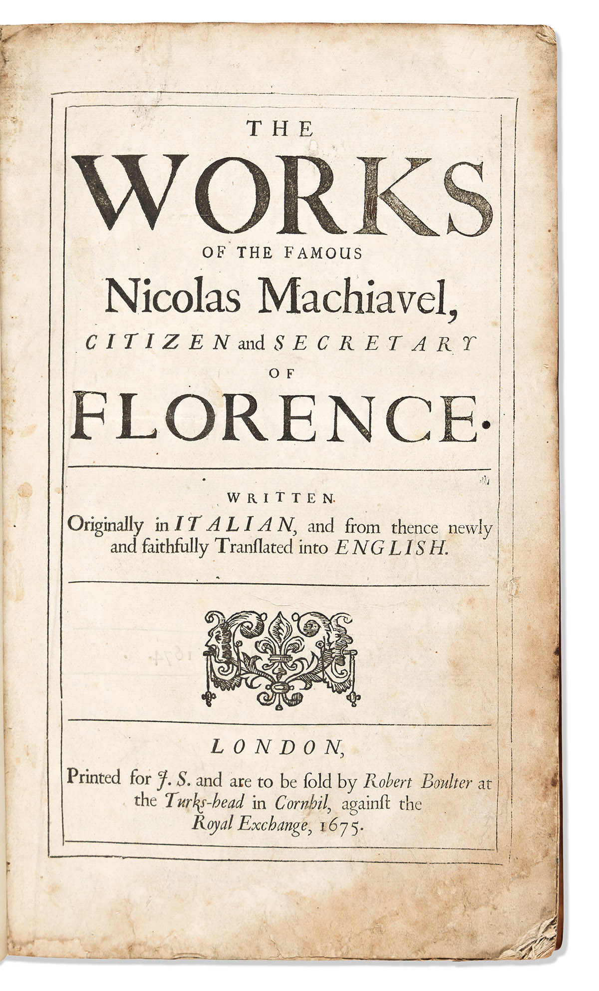 Machiavelli, Niccolo (1469-1527) The Works.
